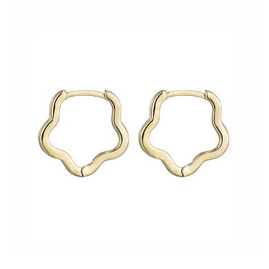 Adornia Brass 14k Gold Flash Plated Polished Flower Shaped Hoop Earrings