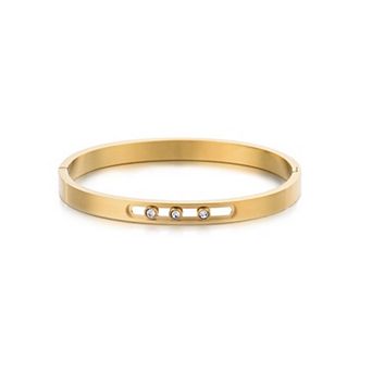 Adornia 18k Gold Flash Plated Tarnish Resistant Pave Round Crystal Cuff Bracelet