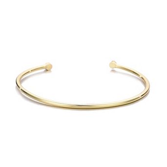 Adornia 14k Gold Flash Plated Crystal Ends Open Cuff Bracelet