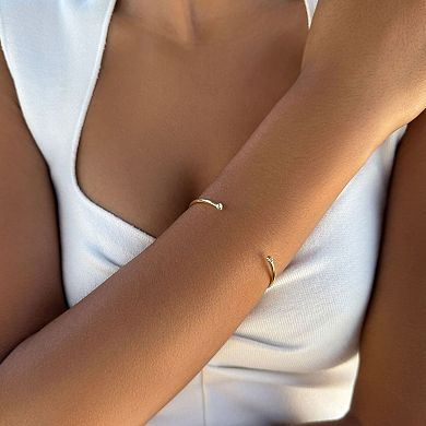 Adornia 14k Gold Flash Plated Crystal Ends Open Cuff Bracelet