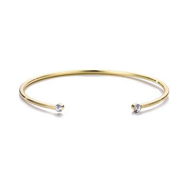 Adornia 14k Gold Flash Plated Crystal Ends Open Cuff Bracelet