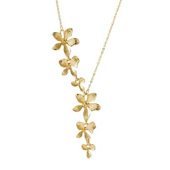 Adornia 14k Gold Flash Plated Petals Drop Necklace