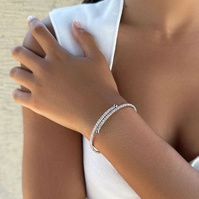 Adornia Silver Tone Adjustable Crystal Cuff Bracelet