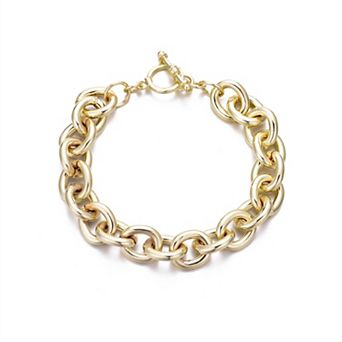 Adornia 14k Gold Flash Plated Chunky Oval Link Toggle Bracelet