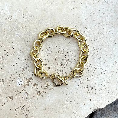 Adornia 14k Gold Flash Plated Chunky Oval Link Toggle Bracelet