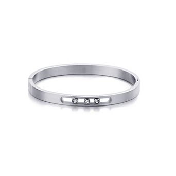 Adornia Tarnish Resistant Stainless Steel Sliding Crystals Cuff Bracelet