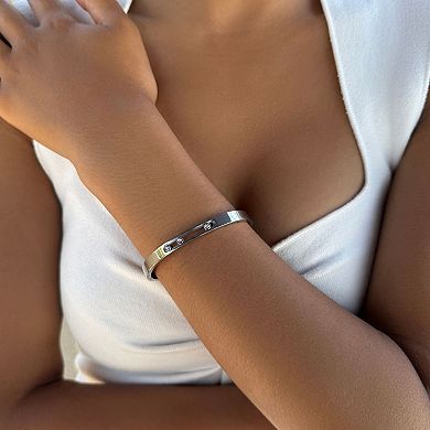 Adornia Tarnish Resistant Stainless Steel Sliding Crystals Cuff Bracelet