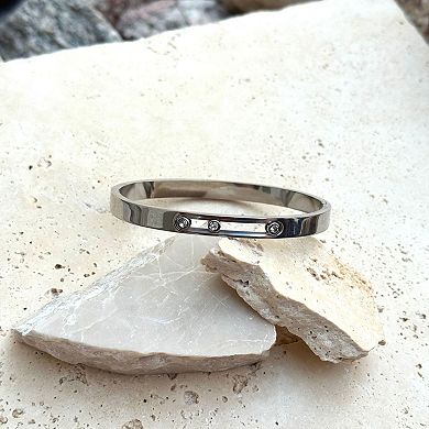 Adornia Tarnish Resistant Stainless Steel Sliding Crystals Cuff Bracelet