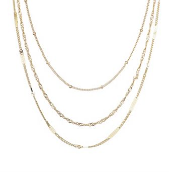 Adornia 14k Gold Flash Plated 3 pc Chain Necklace Set
