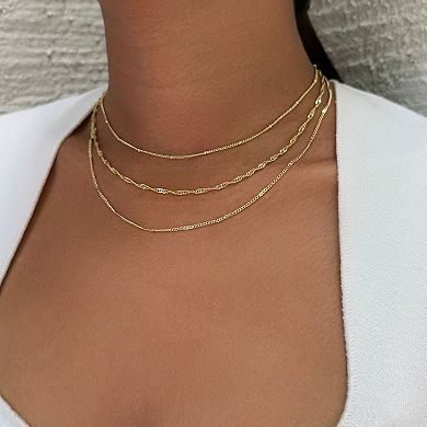 Adornia 14k Gold Flash Plated 3-Piece Chain Necklace Set