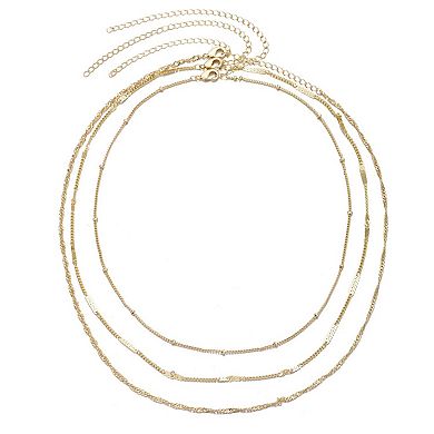 Adornia 14k Gold Flash Plated 3-Piece Chain Necklace Set