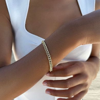 Adornia 14k Gold Flash Plated Crystal Curb Chain Bracelet