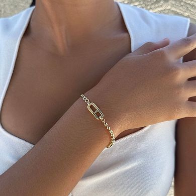 Adornia 14k Gold Flash Plated Cubic Zirconia Sideways Pendant Bracelet