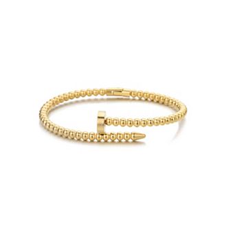Adornia Tarnish Resistant 18k Gold Flash Plated Beaded Nail Cuff Bracelet