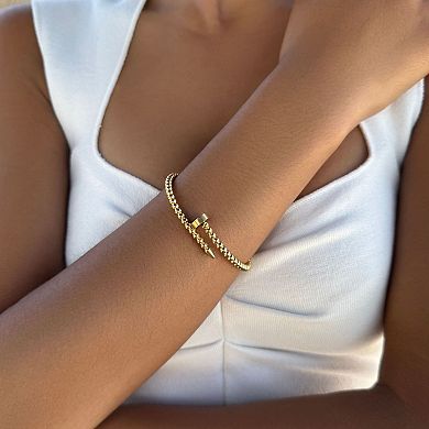 Adornia Tarnish Resistant 18k Gold Flash Plated Beaded Nail Cuff Bracelet