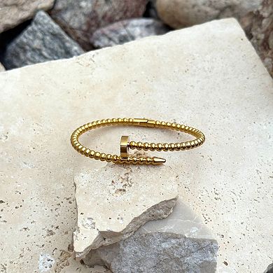 Adornia Tarnish Resistant 18k Gold Flash Plated Beaded Nail Cuff Bracelet