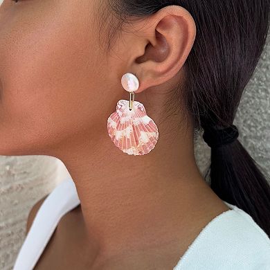 Adornia 14k Gold Flash Plated Shell & Simulated Pearl 2-Drop Earrings
