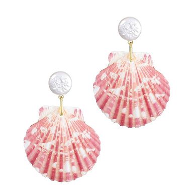 Adornia 14k Gold Flash Plated Shell & Simulated Pearl 2-Drop Earrings