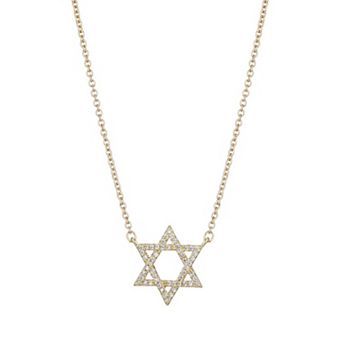 Adornia 14k Gold Flash Plated Cubic Zirconia Star of David Pendant Necklace