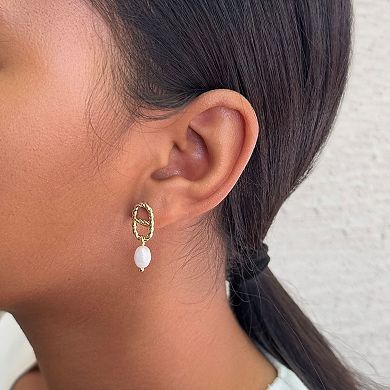Adornia 14k Gold Flash Plated Freshwater Cultured Pearl Mariner Link Drop Earrings