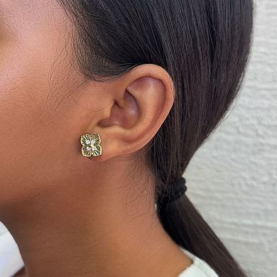 Adornia 14k Gold Flash Plated Cubic Zirconia Pointed Prismatic Clover Stud Earrings