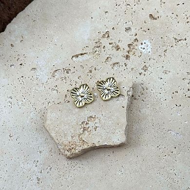 Adornia 14k Gold Flash Plated Cubic Zirconia Pointed Prismatic Clover Stud Earrings