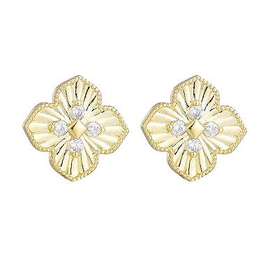 Adornia 14k Gold Flash Plated Cubic Zirconia Pointed Prismatic Clover Stud Earrings