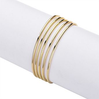Adornia 14k Gold Flash Plated 5 pc Tube Bangle Bracelet Set