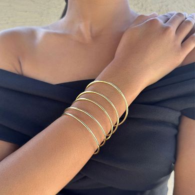 Adornia 14k Gold Flash Plated 5-Piece Tube Bangle Bracelet Set