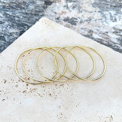 Adornia 14k Gold Flash Plated 5-Piece Tube Bangle Bracelet Set
