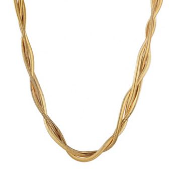 Adornia Tarnish Resistant 18k Gold Flash Plated Braided Chain Necklace