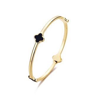 Adornia 14k Gold Flash Plated Clover Bangle Bracelet
