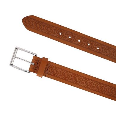 Trafalgar Men's Grady 40mm Celtic Scroll Embossed Leather Jean Belt
