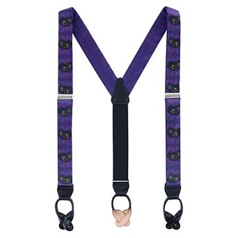 Trafalgar Men's Mardi Gras Celebration Silk Button End Suspenders