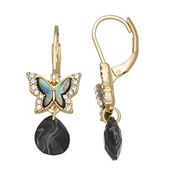 lonna & lilly Gold Tone Butterfly Simulated Stone Drop Earrings