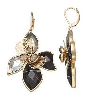 lonna & lilly Gold Tone Large Flower Drop Earrings