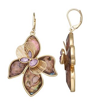 lonna & lilly Gold Tone Large Flower Drop Earrings