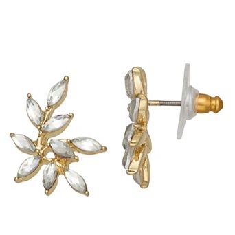 lonna & lilly Gold Tone Stone Simulated Stone Leaf Stud Earrings
