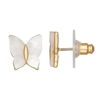 lonna & lilly Gold Tone Butterfly Stud Earrings