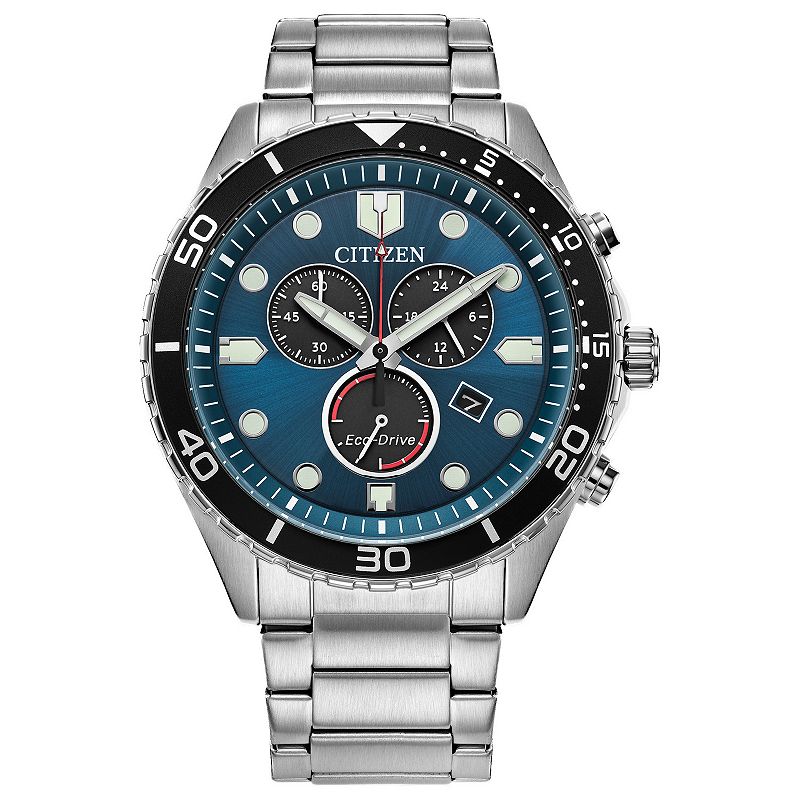 Citizen Men’s Eco-Drive Sporty-Aqua 43mm Chrono Bracelet Watch - AT2560-84L, Men's, Blue