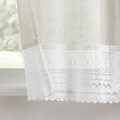 No. 918 Camille 2-Pack Macrame Lace Trim Sheer Rod Pocket Kitchen Curtain Tiers