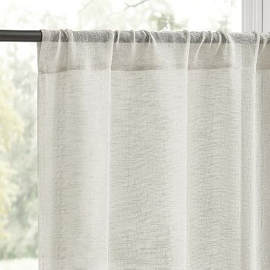 No. 918 Camille 2-Pack Macrame Lace Trim Sheer Rod Pocket Kitchen Curtain Tiers