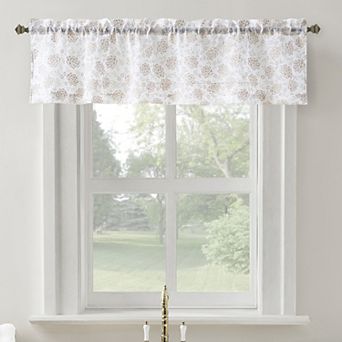 No. 918 Jacqueline Tonal Floral Puff Print Semi-Sheer Rod Pocket Kitchen Curtain Valance