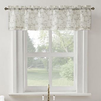 No. 918 Jacqueline Tonal Floral Puff Print Semi-Sheer Rod Pocket Kitchen Curtain Valance