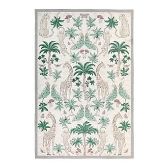 Jungle Animal Area Rug, Washable Non Slip Low Pile Carpet for Living Room or Bedroom