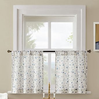 No. 918 Mirabelle Ditsy Floral 2-Pack Semi-Sheer Rod Pocket Kitchen Curtain Tiers
