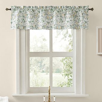 No. 918 Portia Watercolor Wildflower Semi-Sheer Rod Pocket Kitchen Curtain Valance