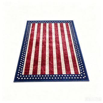 Vintage American Flag Area Rug, Washable Non Slip Low Pile Carpet for Living Room or Entryway