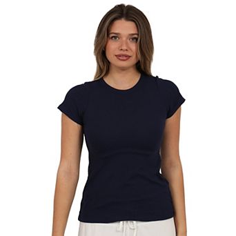 Women's 24Seven Comfort Apparel V-Neck Short Sleeve Flared Tunic Top