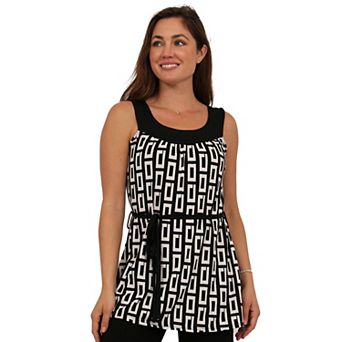 Women's 24Seven Comfort Apparel Tie Waist Flared Tunic Top